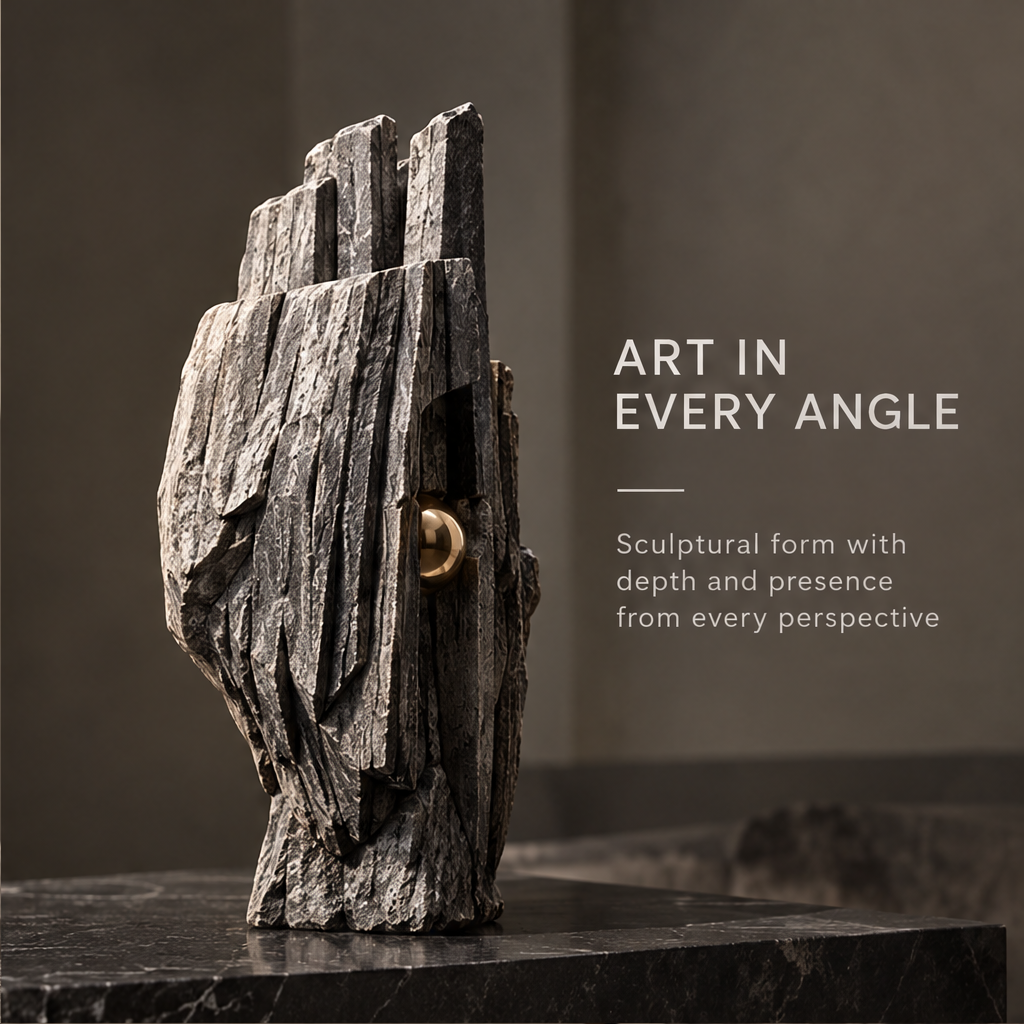 Angled view showing overlapping textured layers