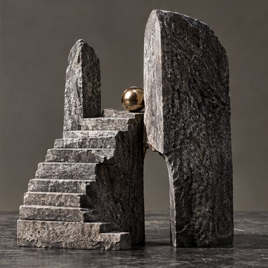 Opposite angle of the architectural stairway sculpture