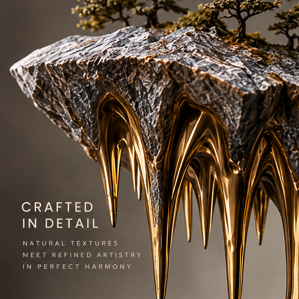 Forest island sculpture displayed on a console beside books