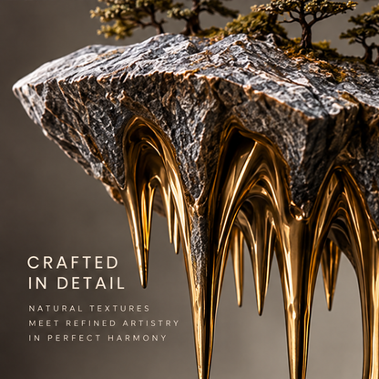 Forest island sculpture displayed on a console beside books