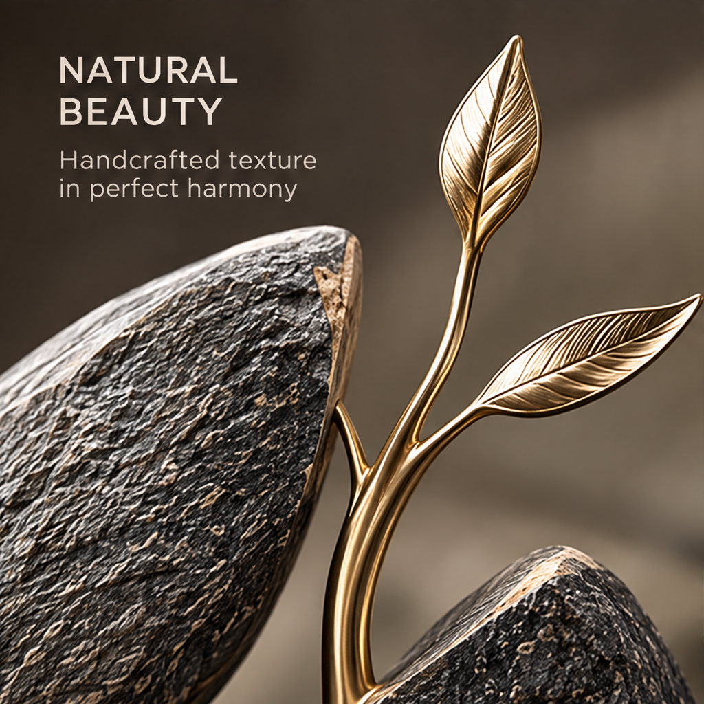 Side angle of the open-centered botanical sculpture